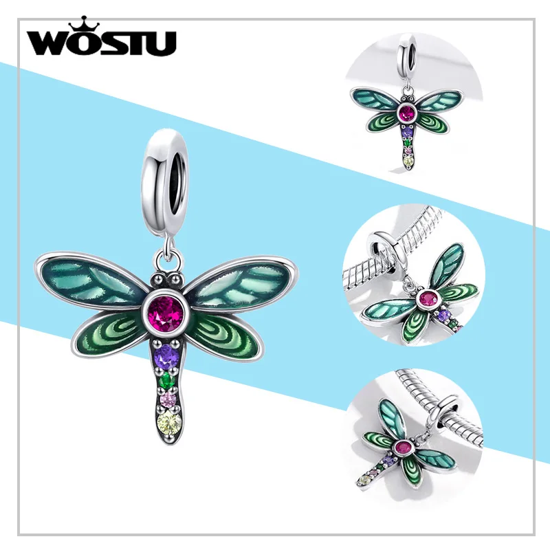 WOSTU 패션 봄 시리즈 매력 비즈 진짜 꽃 새 펜던트 맞춤 원래 DIY 팔찌 목걸이 쥬얼리