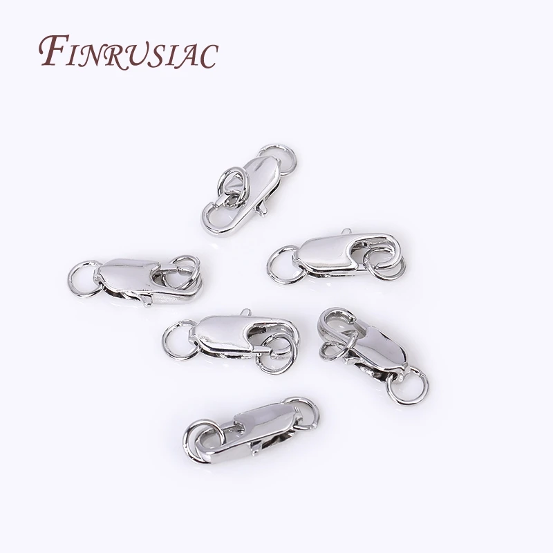 Jewelry Materials 18K Gold Plated Oval Lobster Clasp 2 Closed Ring Connectors For DIY Bracelet Necklace