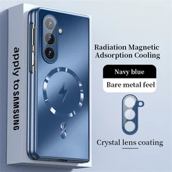 Luxury Frosted Matte Wireless Charging Case with Full Lens Protection for Galaxy Z Fold 8 (Titanium Blue)