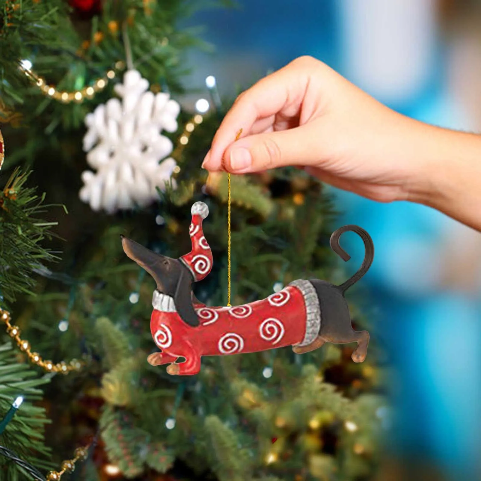 Christmas Tree Hanging Ornaments Dachshund Dog Shaped Acrylic Pendants Party Home Christmas Decorations Xmas New Year Gifts