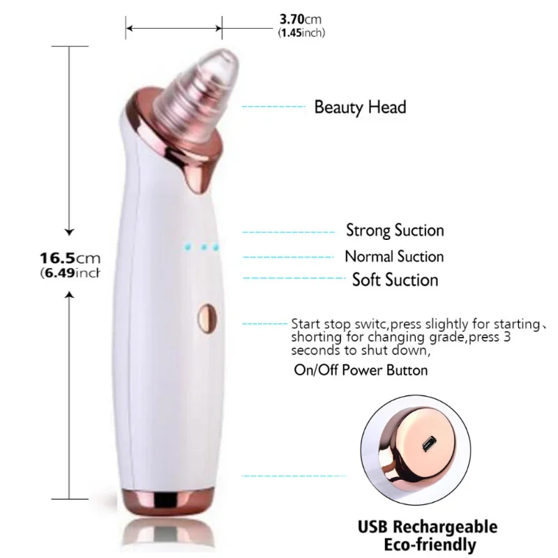 USB Electric Blackhead Remover Vacuum Facial Acne Cleaner Pimple Pore Cleansing Device Black Nose Point Beauty Skin Care Tool images - 6