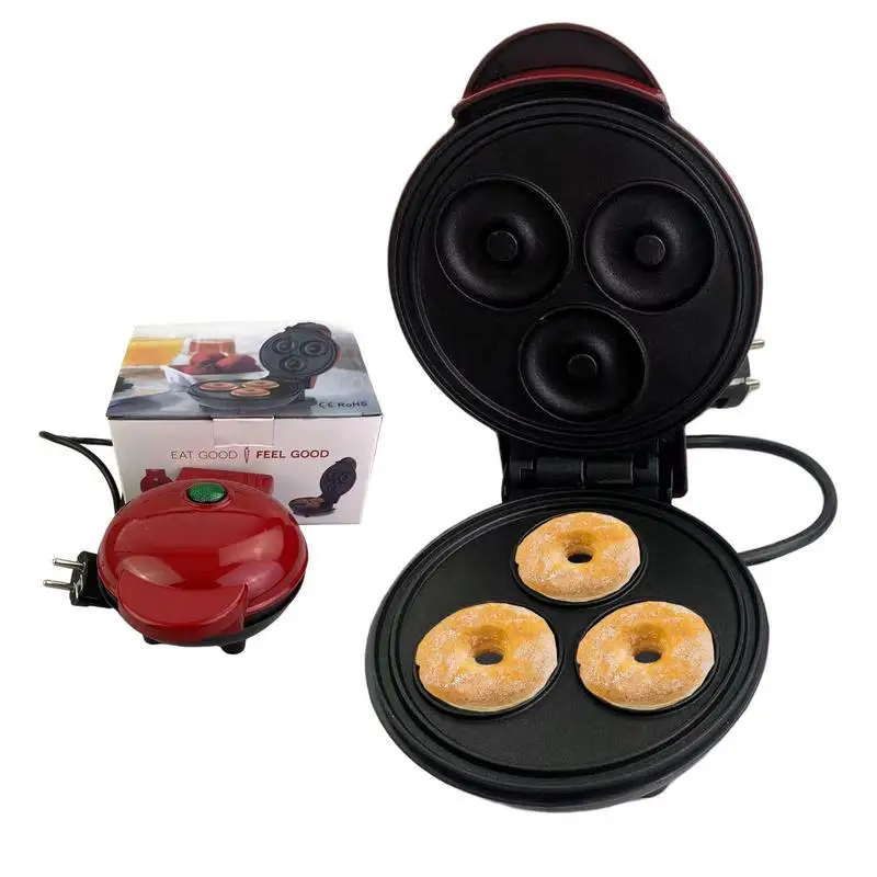 

Mini Donut Maker Machine Non-stick Coated Kitchen Breakfast Maker Baking Cake Waffle Double Sided Heating For Bread Donut