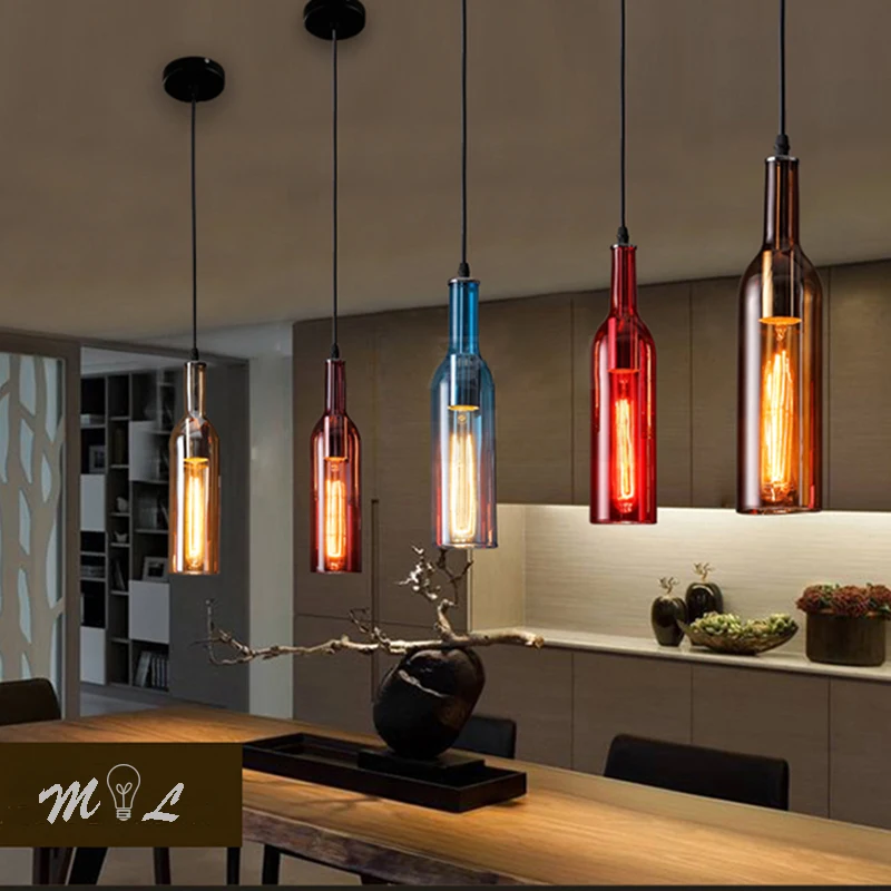 Nordic Modern Wine Bottle Glass Pendant 