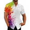 Hawaii Men's Shirts Rainbow Pattern 3D Printing Short Sleeve Lapel Button Casual Streetwear Vintage Floral Social Clothing Sale 6