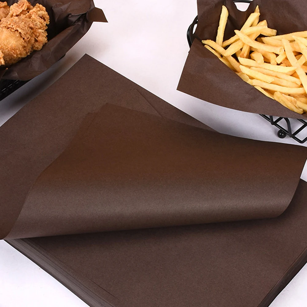 100pcs Oil Proof Wax Paper Waterproof Food Wrapping Burger Fries Bread Sandwich Wrapping Paper Bake Oven Baking Tools air fryer paper