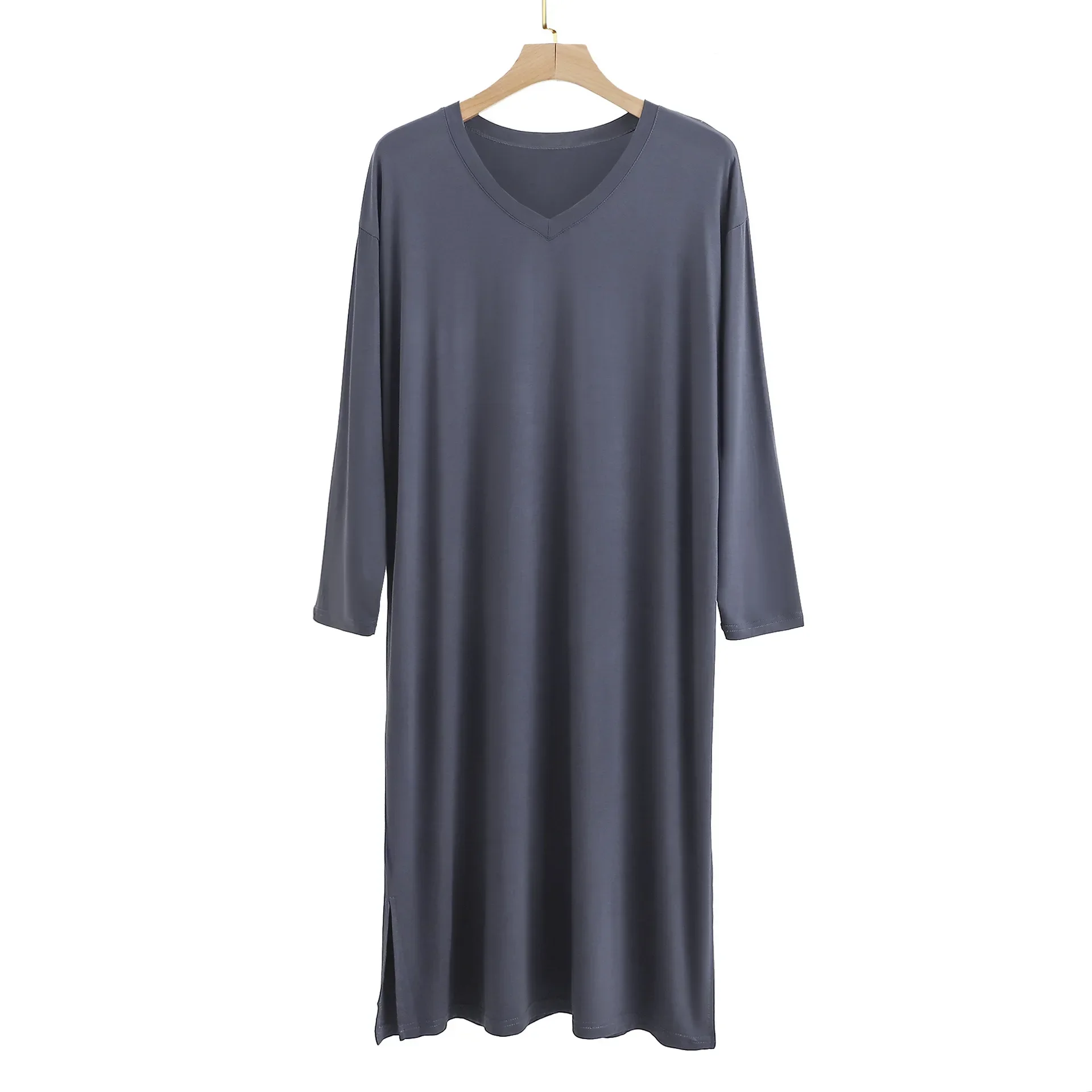 Modal Men's Pajamas Long Style V-Neck Long Sleeves Large Size