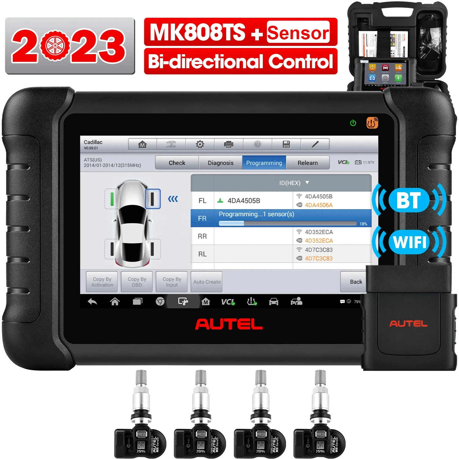Autel maxicom mk808ts scanne obd2 car diagnostic tool code reader tpms