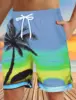 Hawaiian Coconut Tree Beach Shorts 3D Printing Summer Men's Casual Swimming Short High Elastic Quick Drying Pants Sport Pant 5