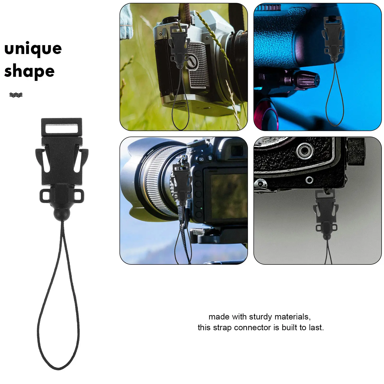 4Pcs 카메라 스트랩 클립 퀵 릴리스 버클 커넥터 짧은 Dslr 미러리스 카메라 루프 스트랩 어댑터 블랙 버클