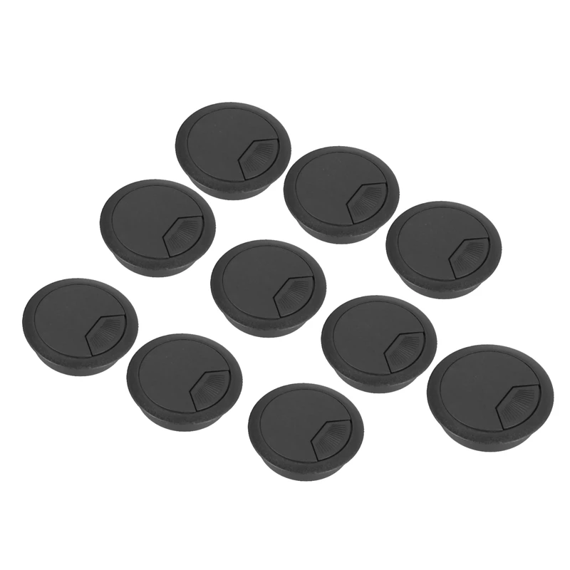 ABMO 200 Pcs Round Plastic Computer Desk Cable Grommet Hole Cover 50Mm Black