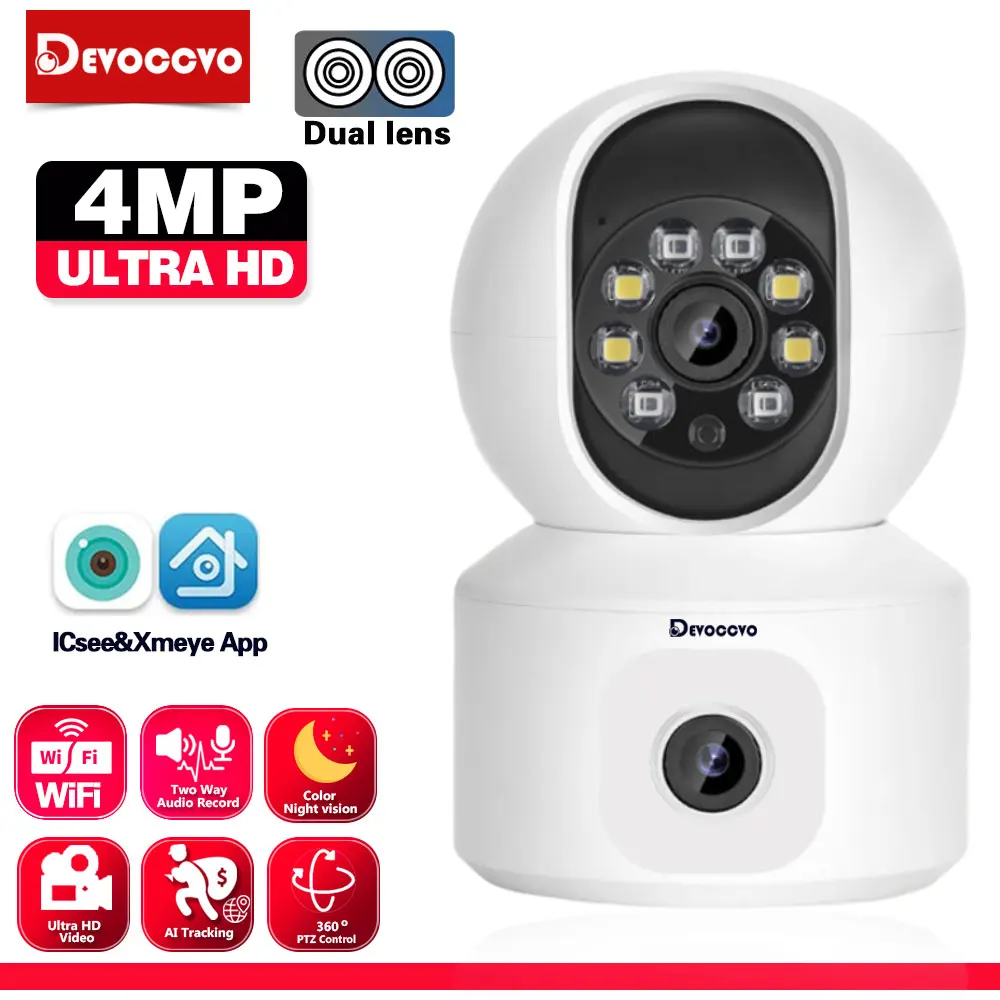 4MP Dual Lens Wifi PTZ IP Camera Auto Tracking Indoor Home Security Surveillance Camera Two Way Audio Wireless Baby Monitor Cam