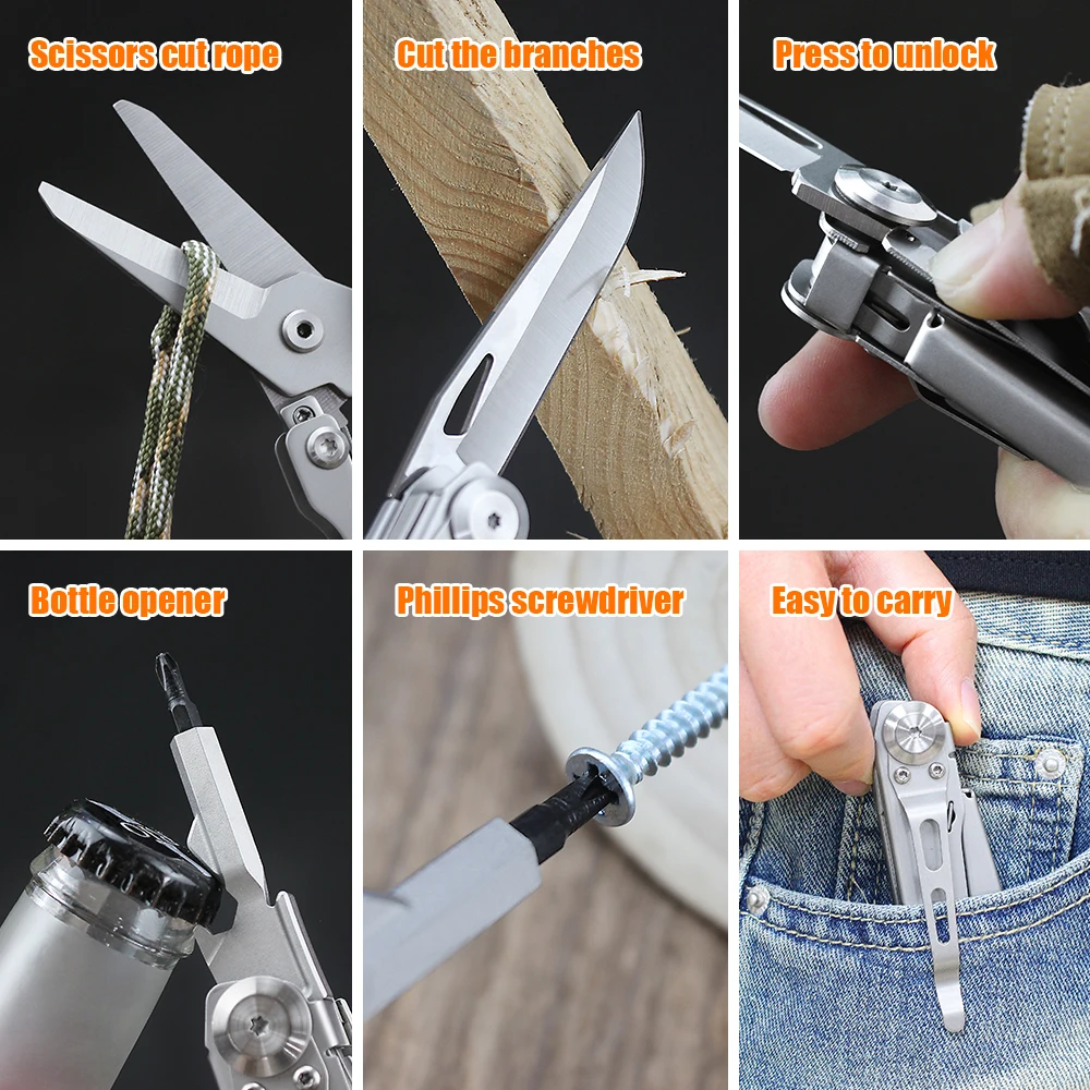Multifunctional Pocket Folding Knife Scissors Screwdriver Stainless Steel Outdoor Camping Fishing Scissors Knives EDC Multi Tool 5