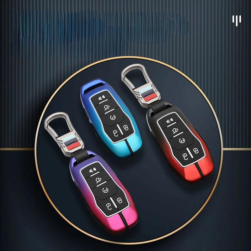Custodia portachiavi per auto in lega colorata per Ford Fusion Mondeo Mustang F-150 Explorer Edge 2015 2016 2017 2018 accessori per auto - S55244184a23745d3aa58ab42a525afe7r