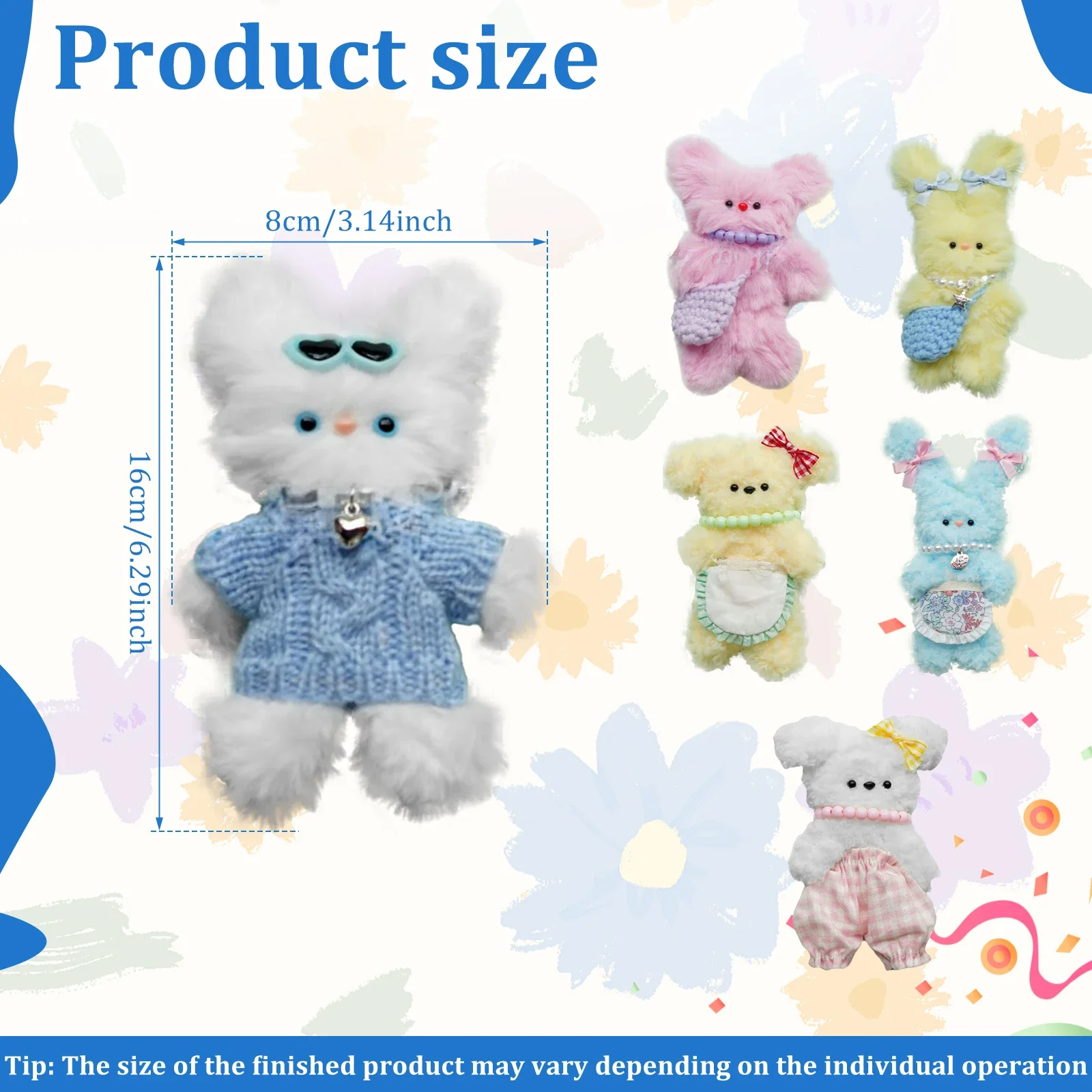 6 Pcs Bear Pipe Cleaners Craft Kit with Decorative Accessories (Eyes/Nose/Beads) Plush Pipe Cleaner Set Soft Kids Crafting Set