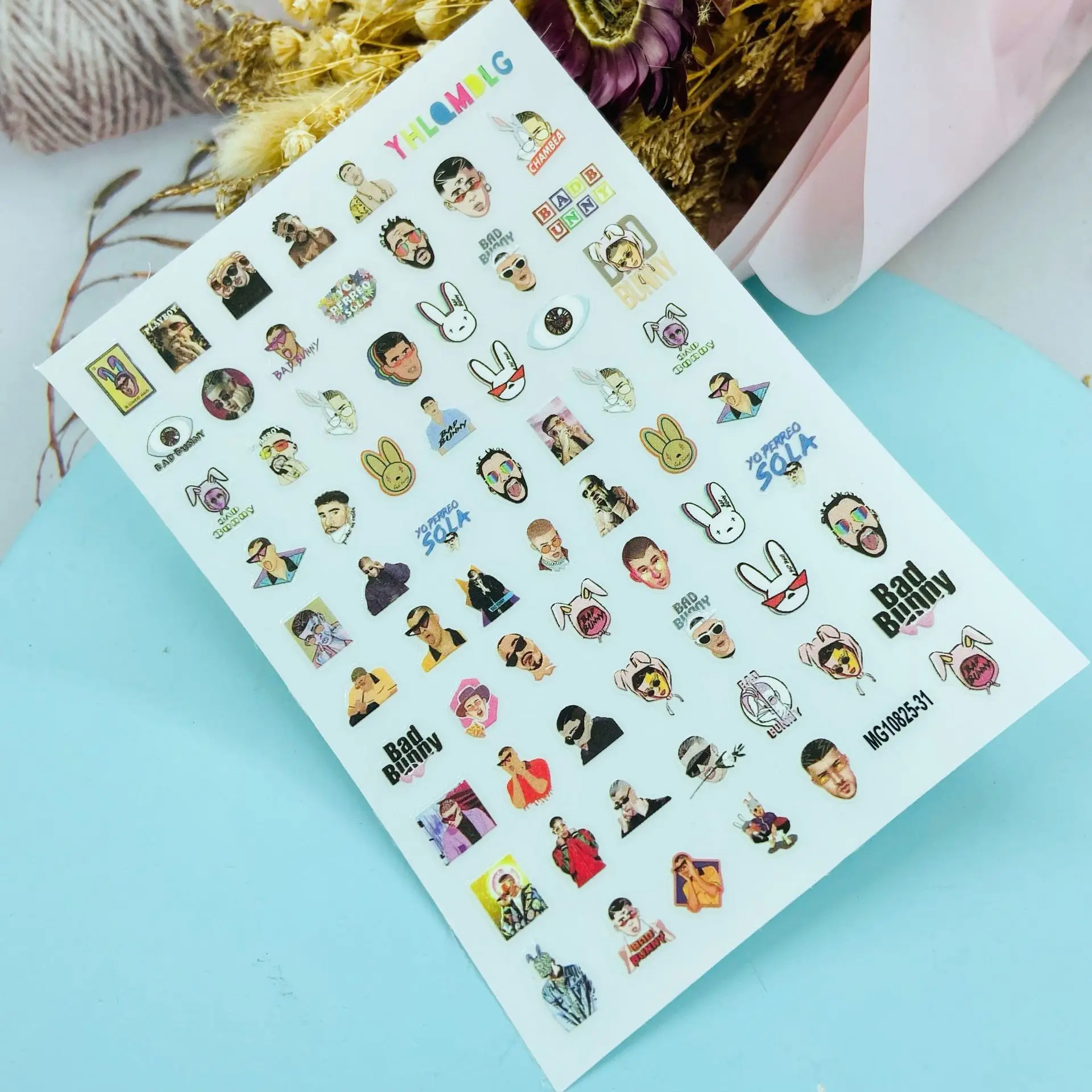 Japanese Style DIY Thin Traceless Nail Stickers Bad Bunny Serious Glue Dry Nail Decals Nail Art Manicure Nail Decorations Gifts 4