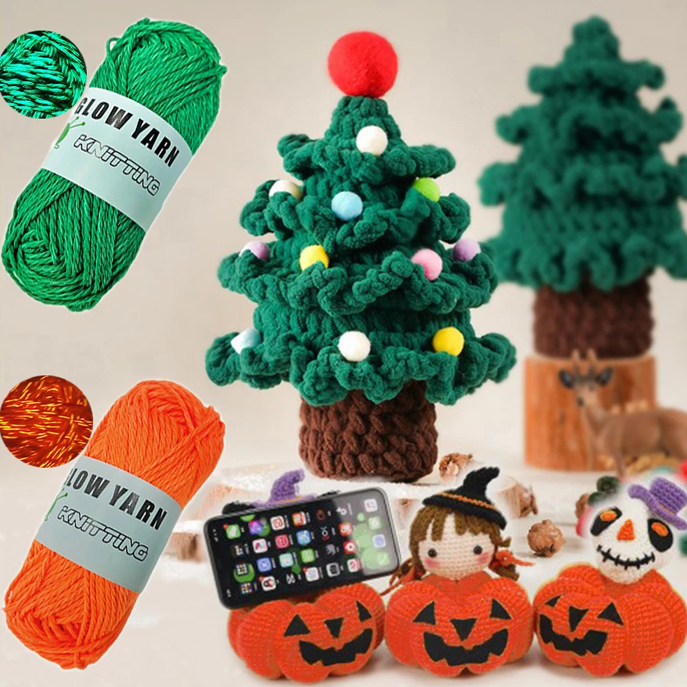 Functional Luminous Yarn Knitting Wool Yarn Glow In The Dark Luminous Cotton Yarn Crochet Sweater Hat Scarf Hand Knitting Tools 3
