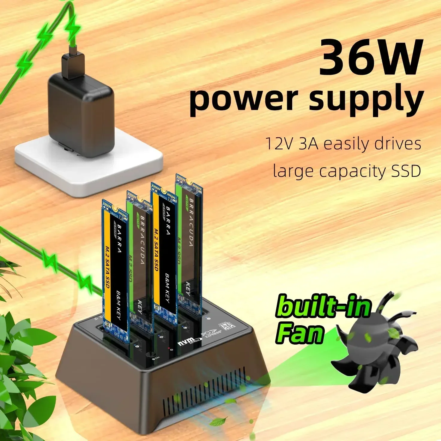 MAIWO 4베이 M.2 NVMe/SATA SSD 케이스 10Gbps M2 SSD 인클로저 어댑터 USB3.2 Gen2 USB C 도킹 스테이션 M 키 및 B+M 키 지원