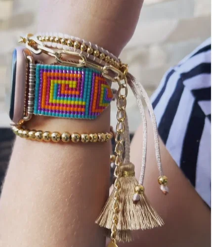 Shinus Hot Selling New Design Luxury Miyuki Beads Band Fitness 38/40 & 42/44 mm Smart Strap for Apple Watch Band