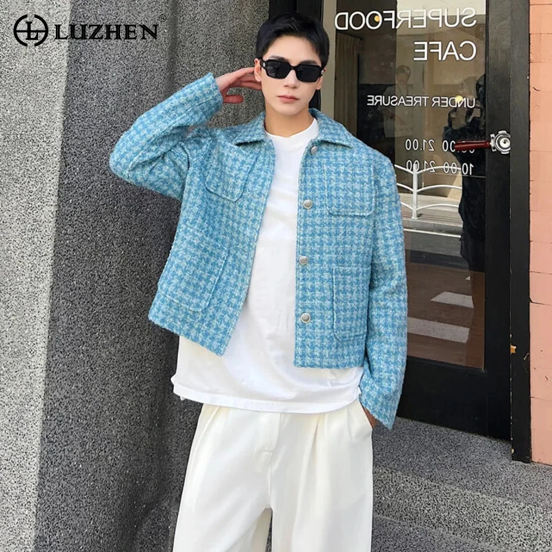 

LUZHEN Woolen Vintage Spring Men's Wool Jackets Laple Short Coat Fashionable Korean Style Elgance Casual Outerwear C6ce95