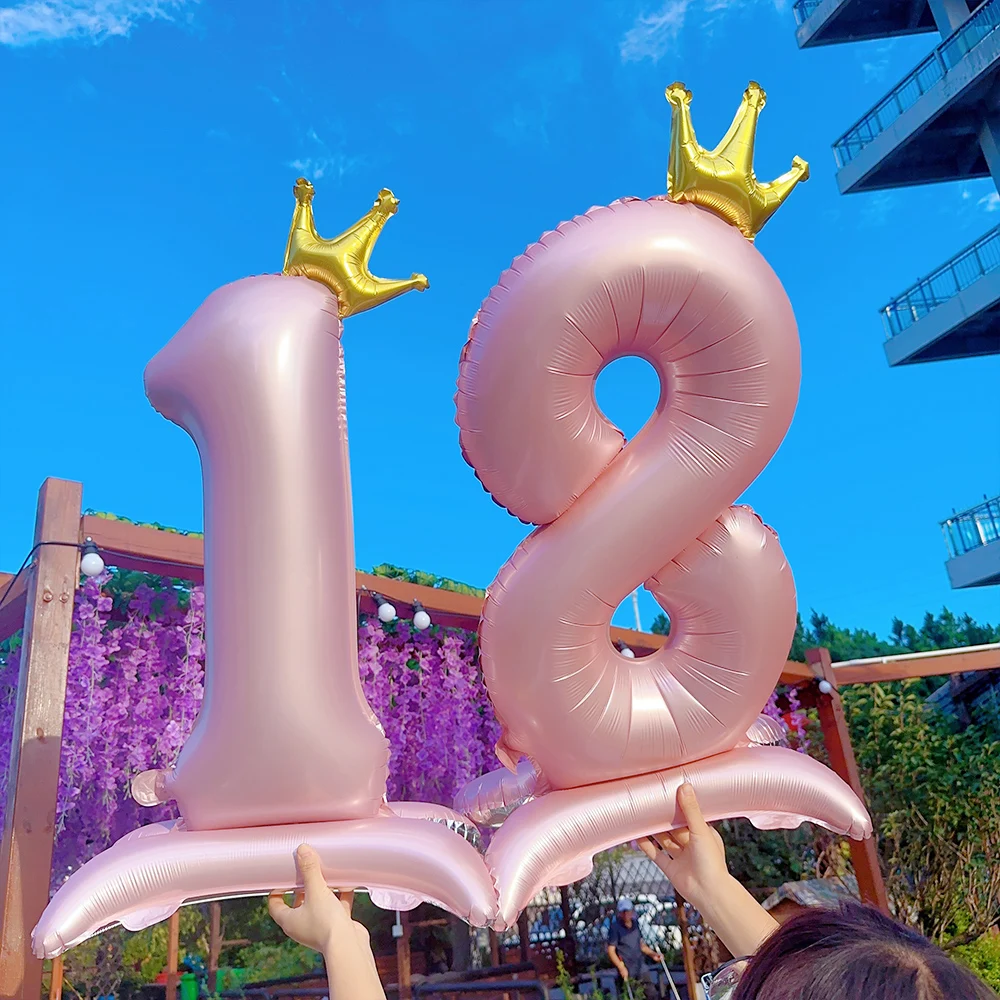 Description Picture 4 of item42 Inch Helium Number Foil Balloons With Crown Large 0-9 Happy Birthday Wedding Party Baby Shower Decoration Supplies Kids Gifts
