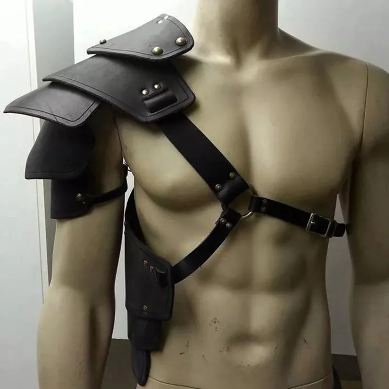 

Medieval Viking Larp Knights of Northern Europe Cosplay Guard Leather Harness Shoulder Armor Steampunk Gothic Pauldron Spaulders