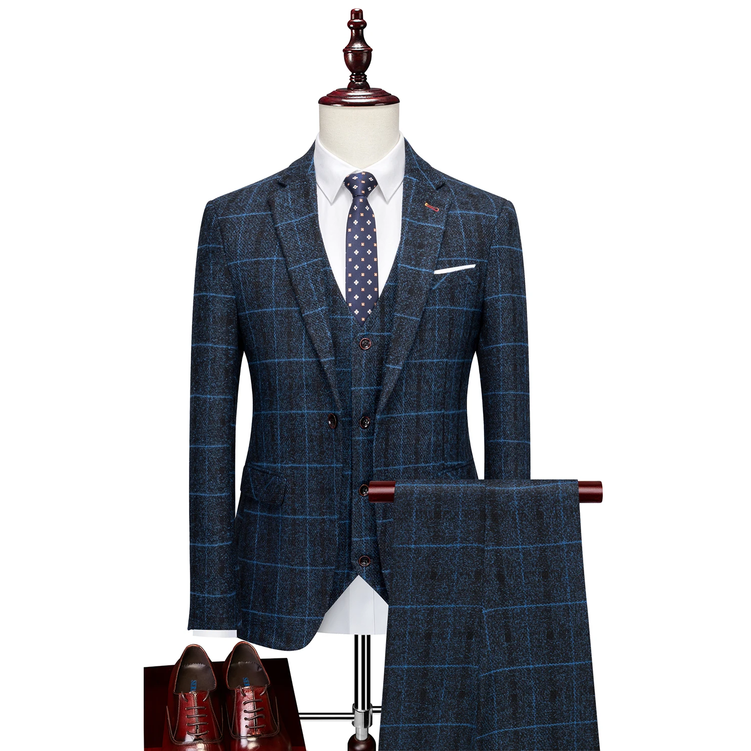 Formal Suit Men's Three-piece Suit Set One Button for Wedding Business Casual Work