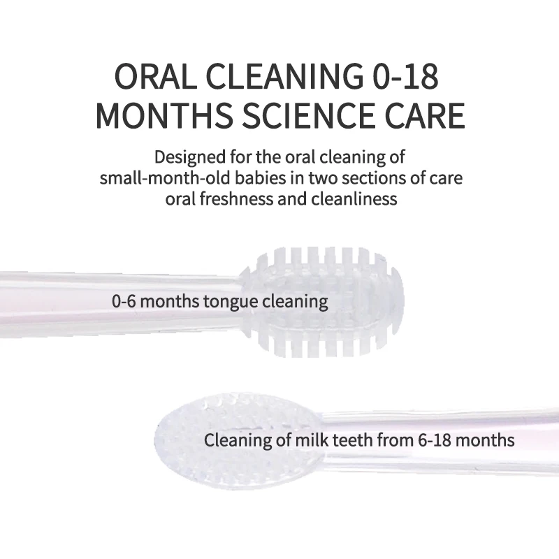 2 Pcs Baby Toothbrushes Suit 0-18 Months Tongue Cleaning And Protection Of Deciduous Teeth Food Grade Silicone Bpa Free