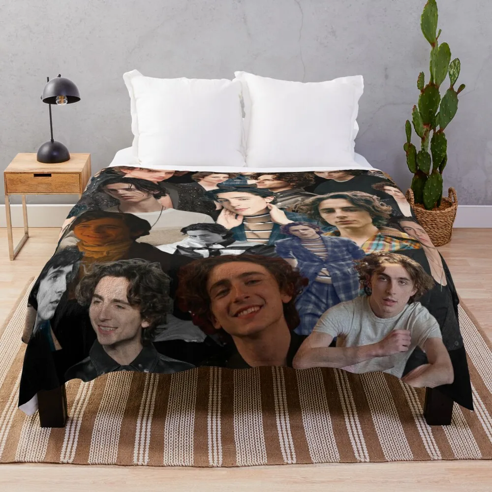 

Timothee Chalamet photo collage Throw Blanket Decorative Sofas Warm Soft Plush Plaid Blankets