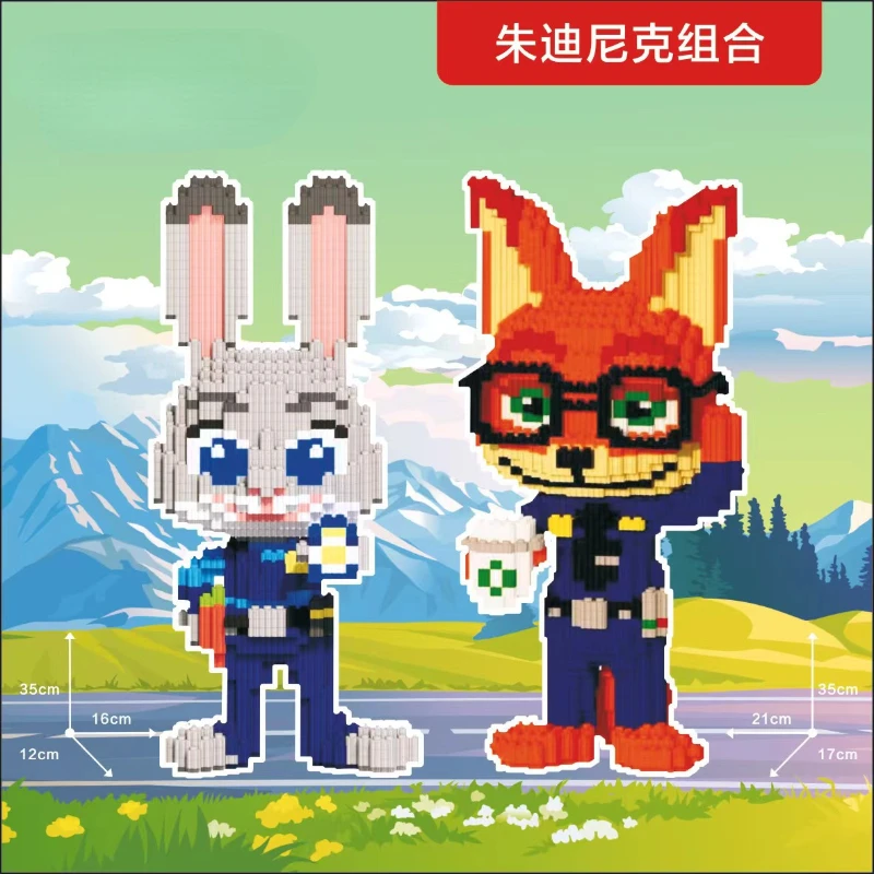 

Disney Crazy Animal City Nick Judy DIY Model Diamond Kawaii Mini Bricks FigureRabbit Couple Assembly Toys Children's Gifts