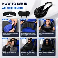 Masque pour les yeux réglable 3-en-1, système de soutien pour le sommeil en avion, oreiller de voyage multi-usage, confortable pour le bureau et la maison, idéal pour les voyages 6