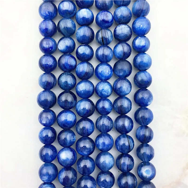 Top Quality Natural Kyanite Beads Stone, 6/8/10MM Round Smooth Blue Cyanite Loose Bead Gemstone For DIY Bracelet Jewelry Making