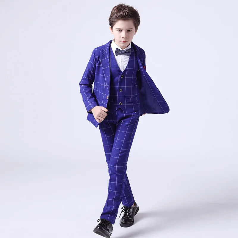 Boys Suits Children's 1Year Birthday Suit Flower Boys Wedding School Prom Photography Dress Costume Infant Kids Blazer Vest Pants Outfits