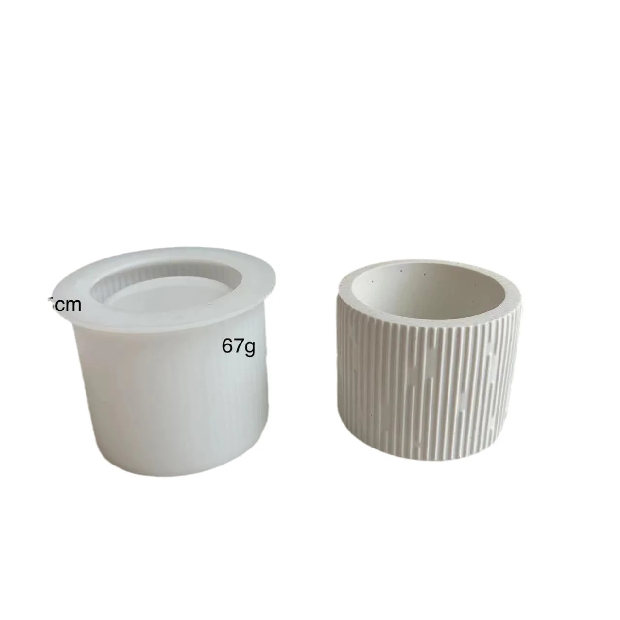 Line Stripe Round Flower Pot Silicone Mould Aroma Candle Cup Plaster Cement Moulds Resin Drip Mirror silicone mold for concrete