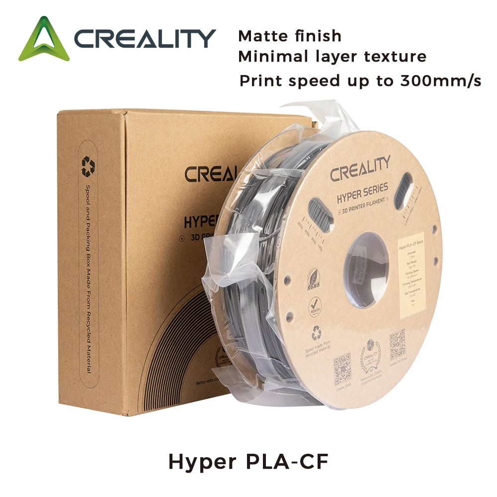 Creality 하이퍼 PLA-CF 매트 마감 3D 프린터 필라멘트, K1C/K1 Max 1.75mm 1.0kg 300 mm/s 인쇄 속도 3D 인쇄 재료