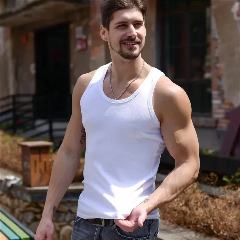 

Майка мужская хлопковая, тренировочная безрукавка для бодибилдинга и фитнеса, повседневный Топ, майка для мышц, лето