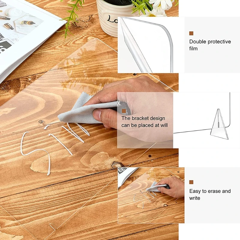 Acrylic Memo Tablet Erasable Board Whiteboard Desk Decoration for Doing List