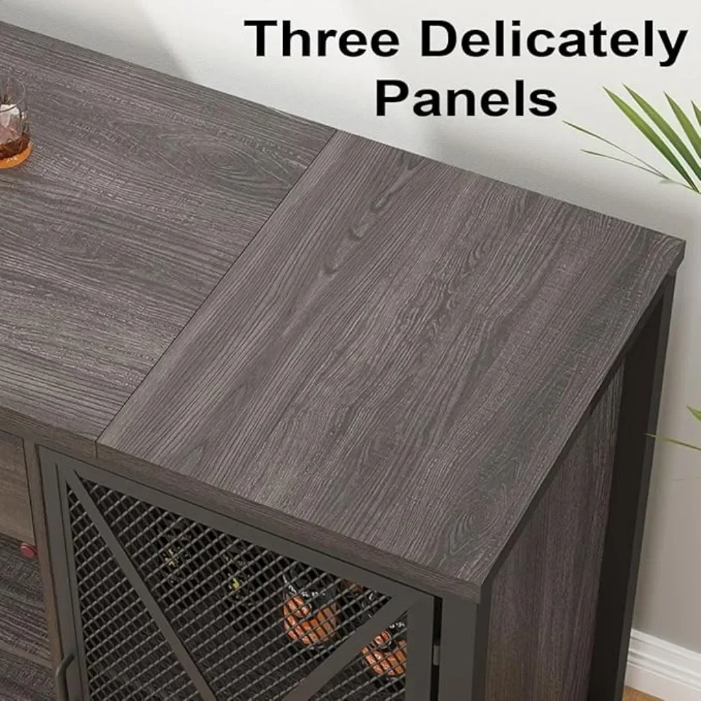 Bar Cabinet with Fridge Space, Liquor Cabinet with Drawers , Wine Rack, Sideboard Buffet for Kitchen Dining Room