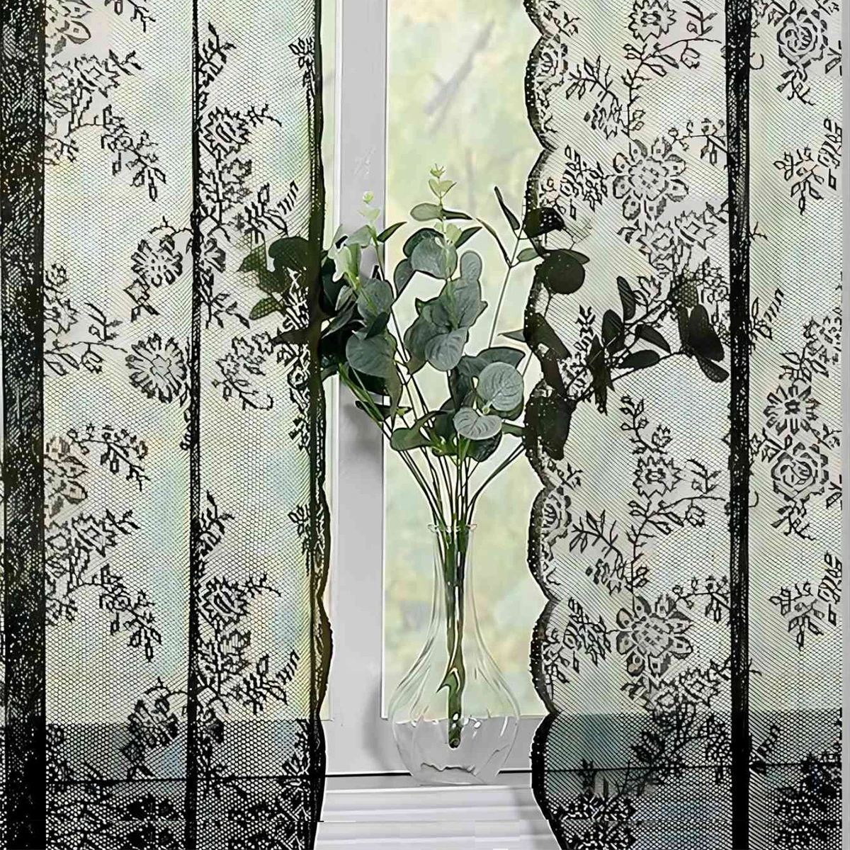 1PC lace German curtain with pole style window screen curtain, suitable for beautifying curtains in living rooms and bedrooms 2
