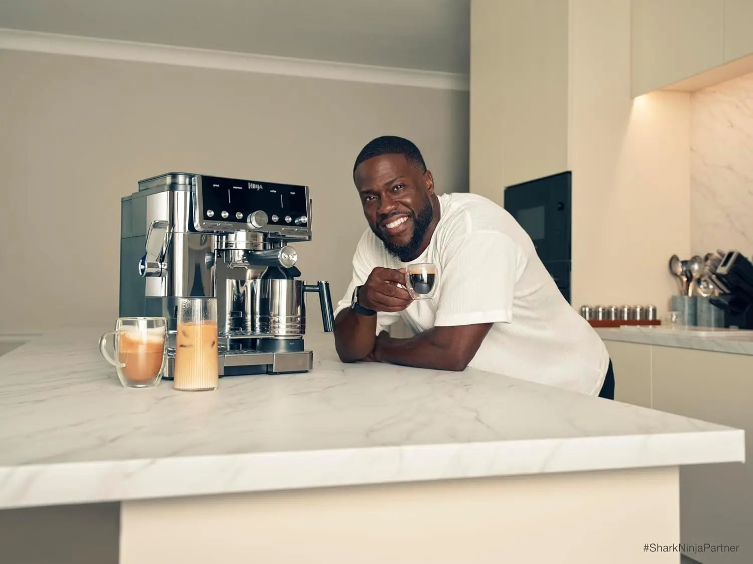 Luxe Cafe Premier Series, Espresso Machine, Drip Coffee, Rapid Cold Brew, Integrated Grinder, Hands-Free Frother, with Knock Box