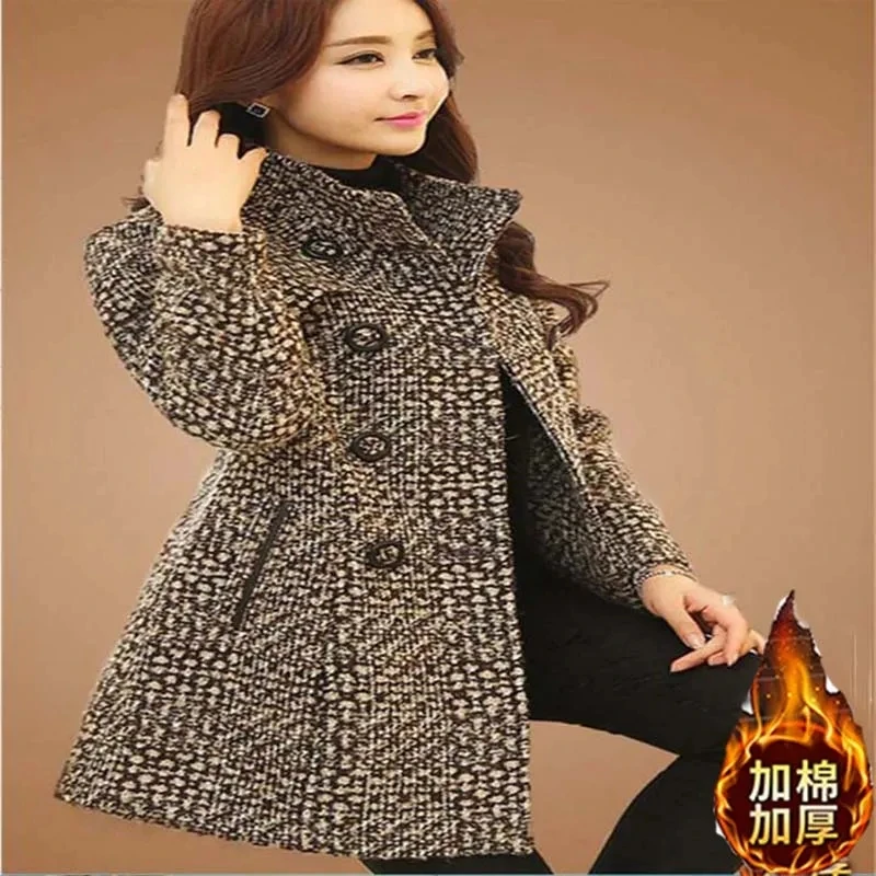 2024 Autumn/Winter New Stand collar Woolen Jacket Women's Fashion Slim Long sleeved Coat Double breasted Female Casual Overcoat 4