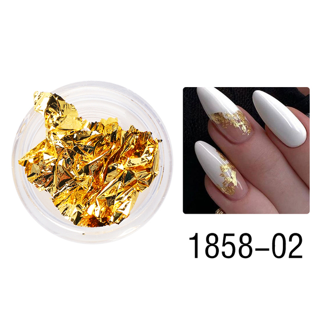 Box Gold Glitter Flakes Irregular Aluminum Foil Sequins For Nails Chrome Powder Winter Manicure Nail Art Decorations LY1858-1