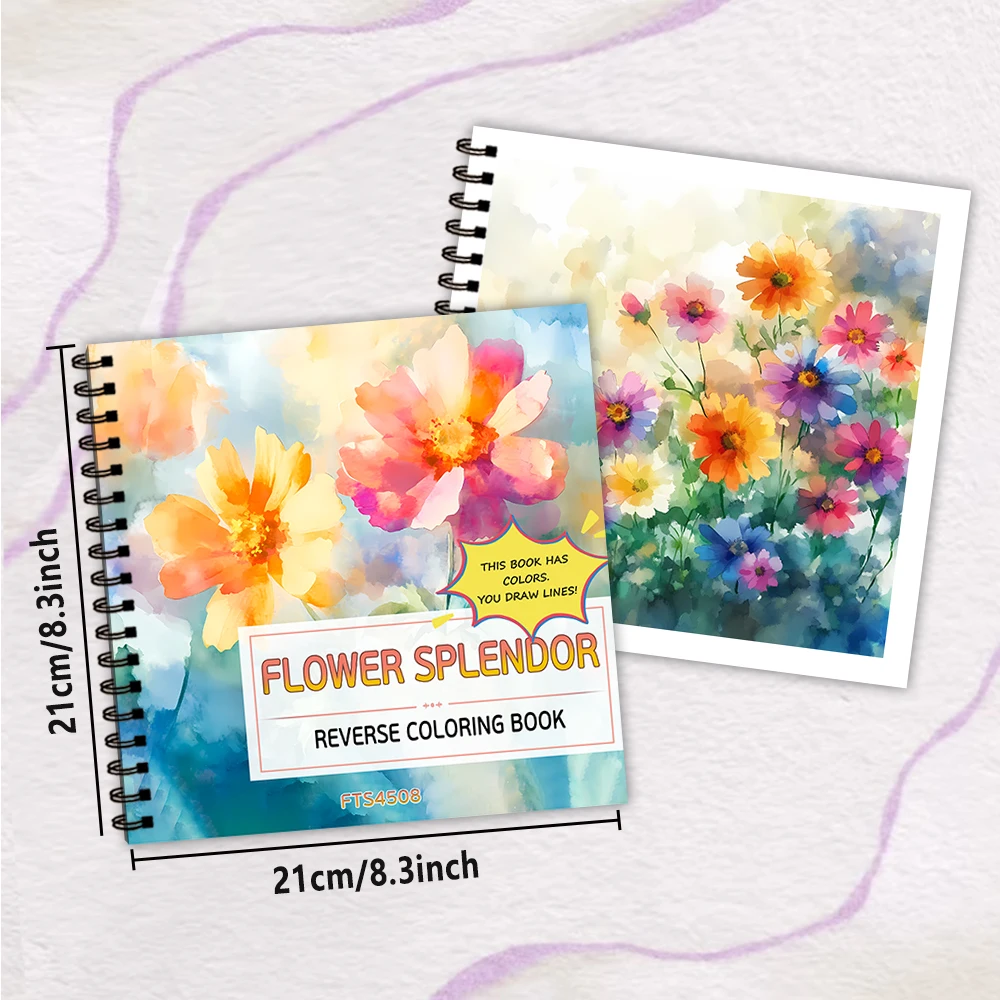 1pc, Floral Reverse Colouring Book, 30 sheets of 100gsm, Relaxing & Creative Lines ‘All You Need Is A Pen Book’ Birthday Gift 2