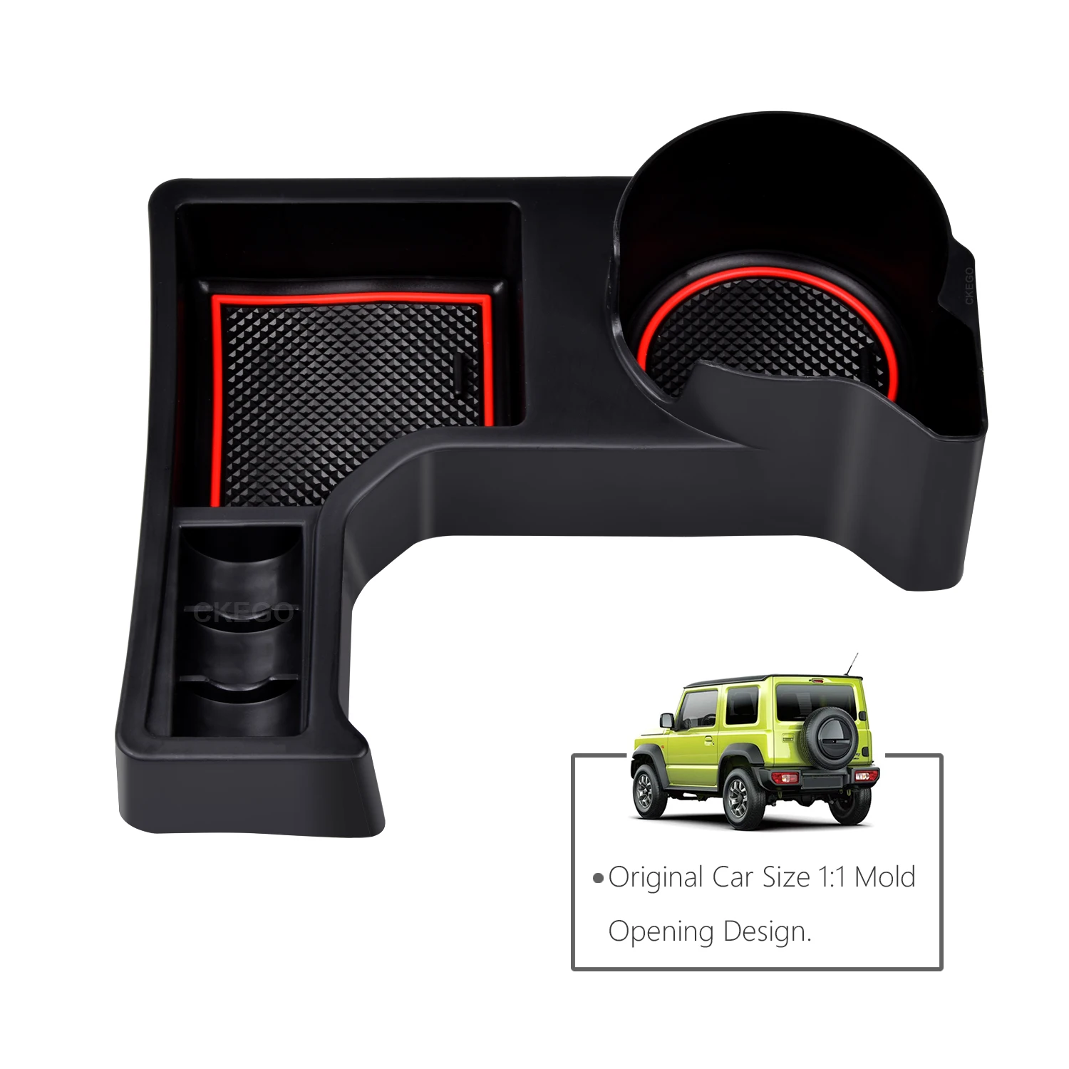 Stowing Tidying Car Gear Shift Storage Box Organizer Tray Cup Holder Knob Lever Shifter Boot Mat For Suzuki Jimny 2019 2020 2021