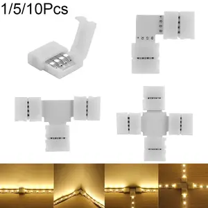 1/5/10PCS New Corner  Clip-on Coupler PCB 10mm 4Pin LED Strip Connector