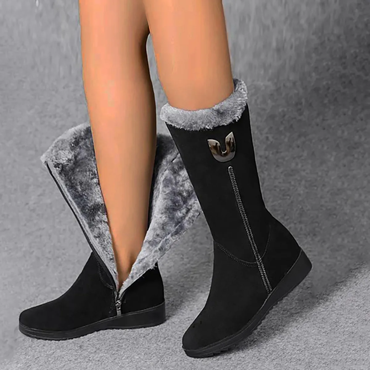 

Women Boot Casual Comfort Women Shoe Plush Snow Boots Knee-length Women Boot Anti Slip Warm Winter Boot Cotton Shoe Botas Mujer