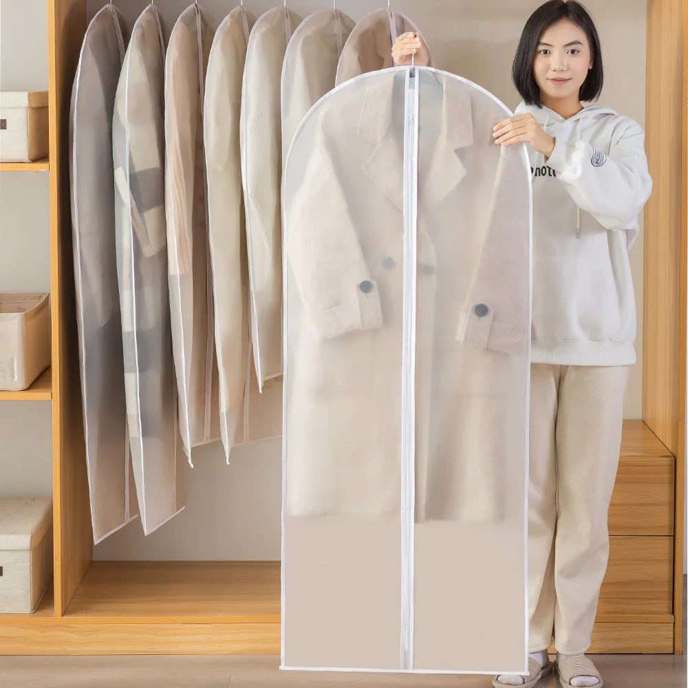 Washable Clothes Hanging Dust Cover Wedding Dress Cover Suit Coat Storage Bag Wardrobe Hanging Clothing Organizers 5PCS clothes storage bag,clothing dust cover,garment covers,wedding dress dust cover