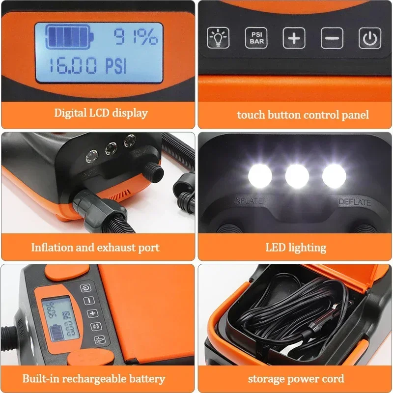 Kayak SUP Paddle board surfboard 12V car battery electric inflator air boat inflator pump
