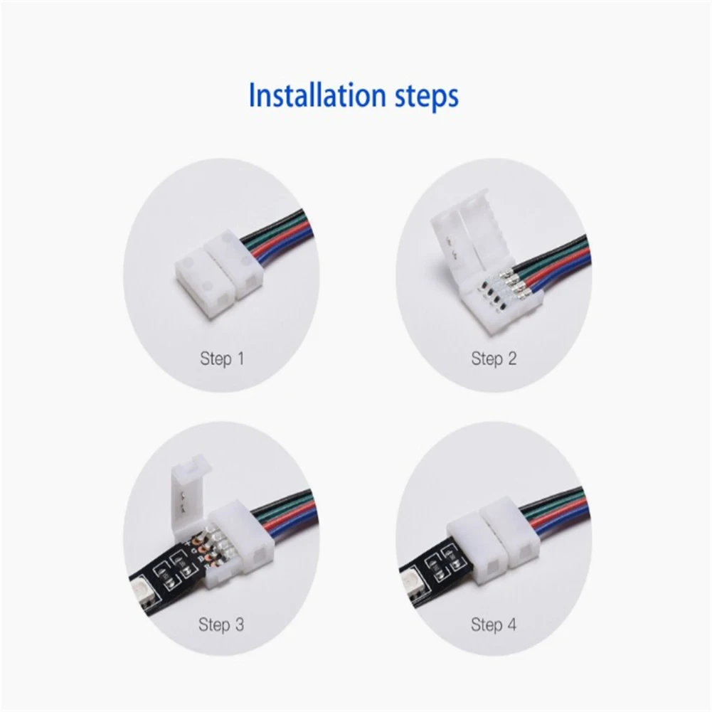 Led Strip Connector 10pcs 10mm 4 Pin 5050/3528 Rgb Led Strip Light Corner Connector L-shaped Design Pbt Fireproof Material Pcb Adapter