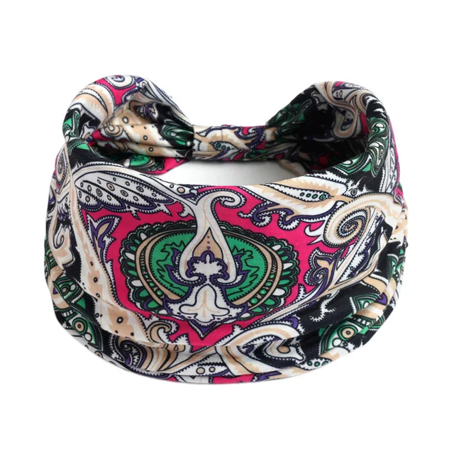 Summer Bohemian Bandanas Elastic Hair Bands Yoga Exercise Cotton Headband Women Headwear Print Vintage Cross Unisex Scrunchies 42