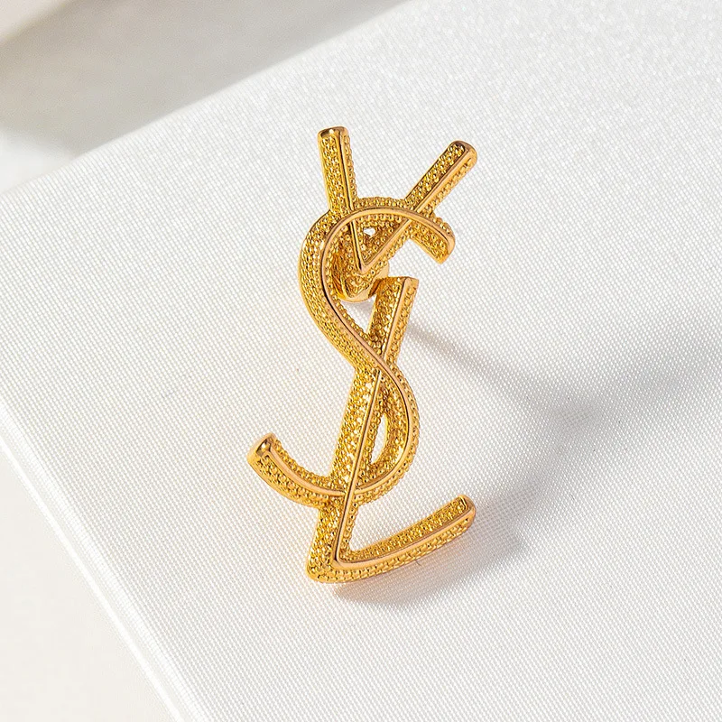 

High Quality Y Letter Designer Brooch Luxury Big Brand Logo VSL Women Brooches Gold Fashion Pin for Suit Accessories